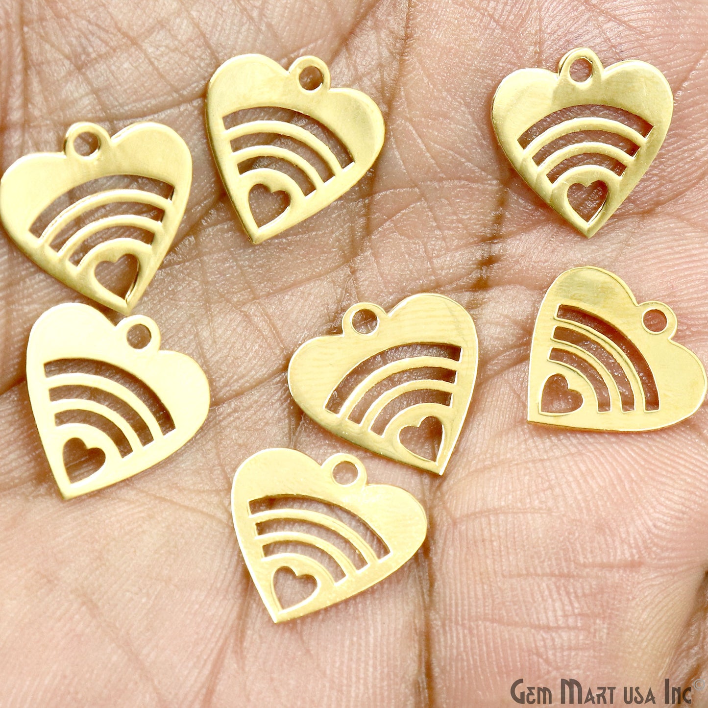 Heart Shaped 16mm Laser Finding Gold Plated Charm