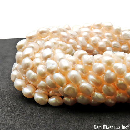 Pearl Rough Beads, 16 Inch Gemstone Strands, Drilled Strung Briolette Beads, Free Form, 7x5mm