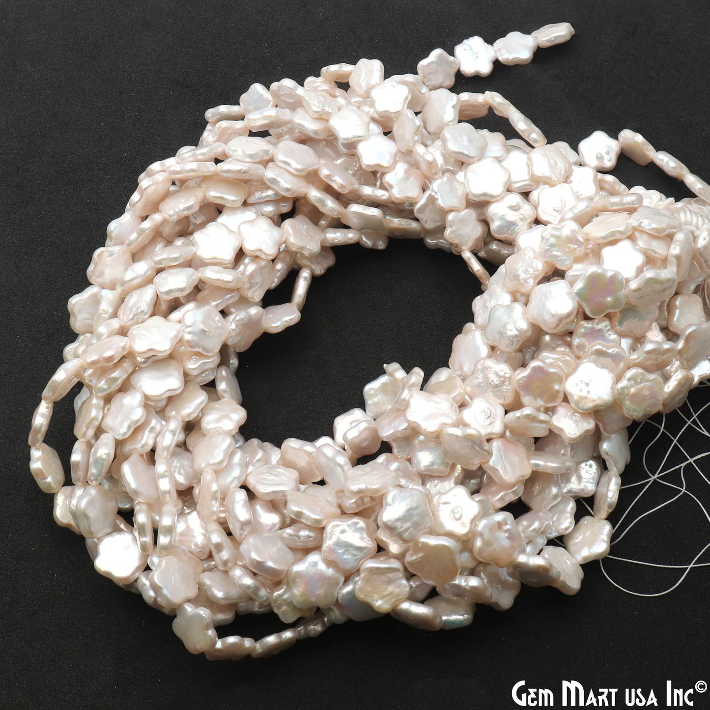 Pearl Rough Beads, 16 Inch Gemstone Strands, Drilled Strung Briolette Beads, Free Form, 10mm