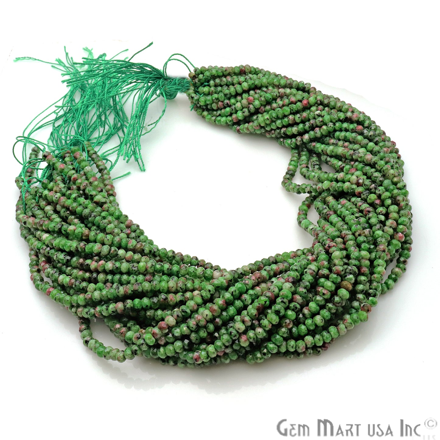 Ruby Zoipsite Jade 3-4mm Faceted Rondelle Beads Strands 14Inch - GemMartUSA