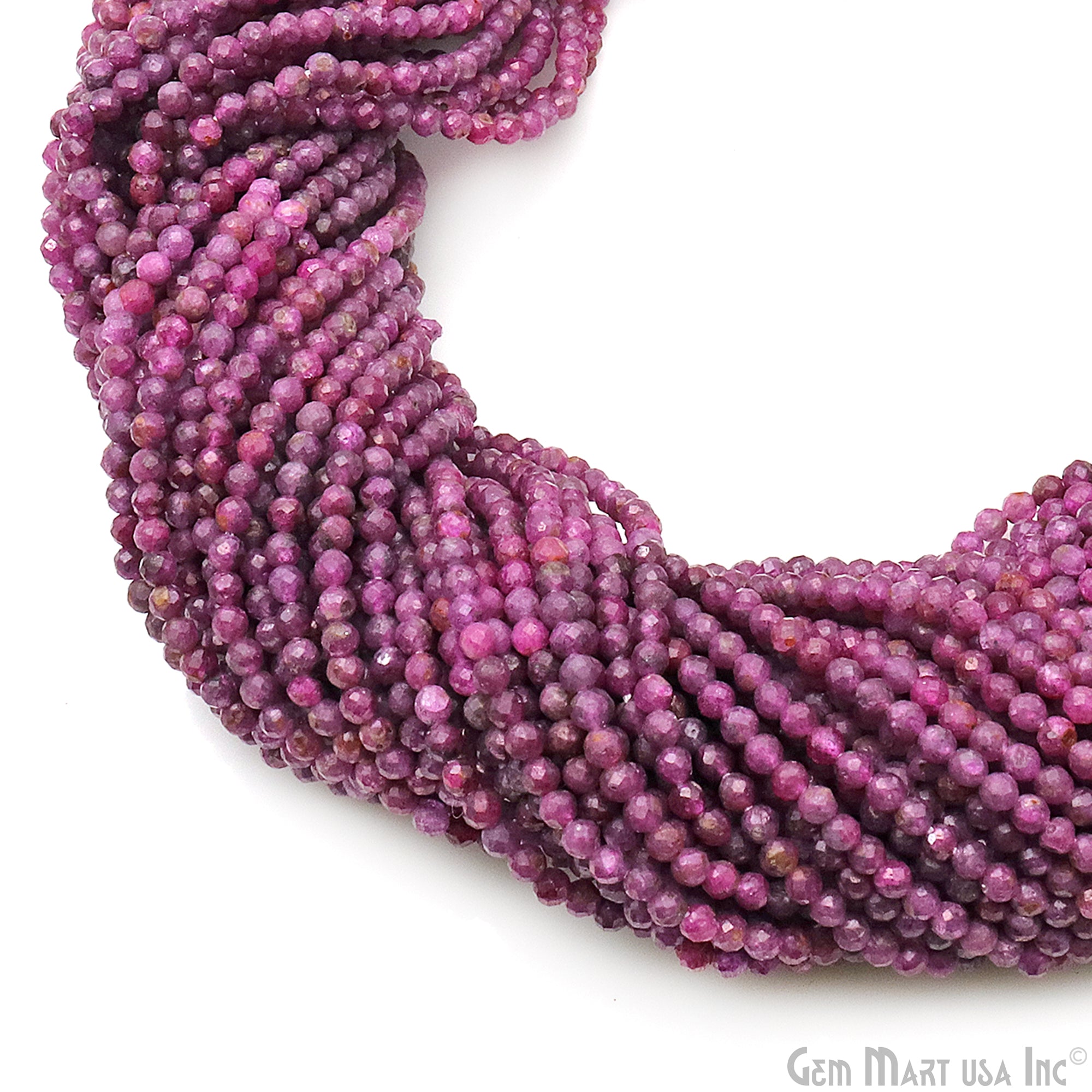 Ruby Faceted 3mm Gemstone Rondelle Beads 1 Strand