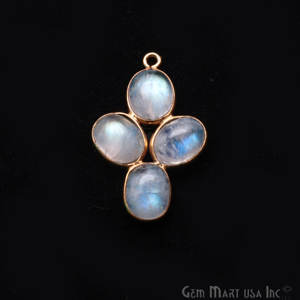 DIY Rainbow Moonstone 28x18mm Single Bail Chandelier Finding Component (Pick Your Metal) - GemMartUSA