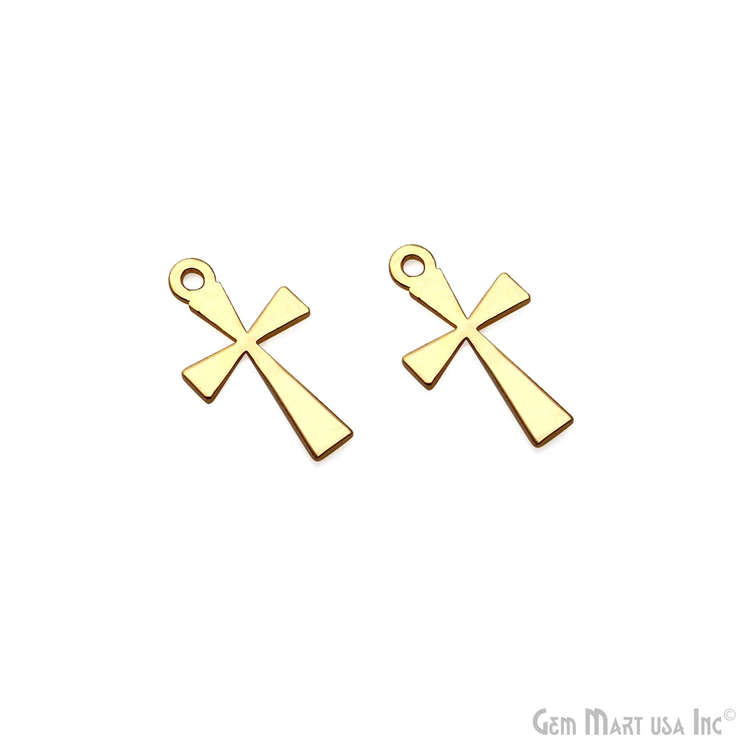 Cross Gold Laser Finding 9x16mm Gold Plated Charm For Bracelets & Pendants