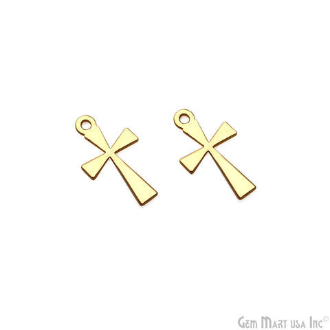 Cross Gold Laser Finding 9x16mm Gold Plated Charm For Bracelets & Pendants