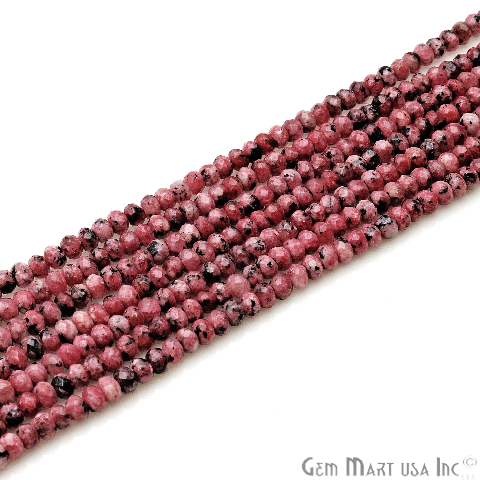 Rhodochrosite Jade 3-4mm Faceted Rondelle Beads Strands 14Inch - GemMartUSA