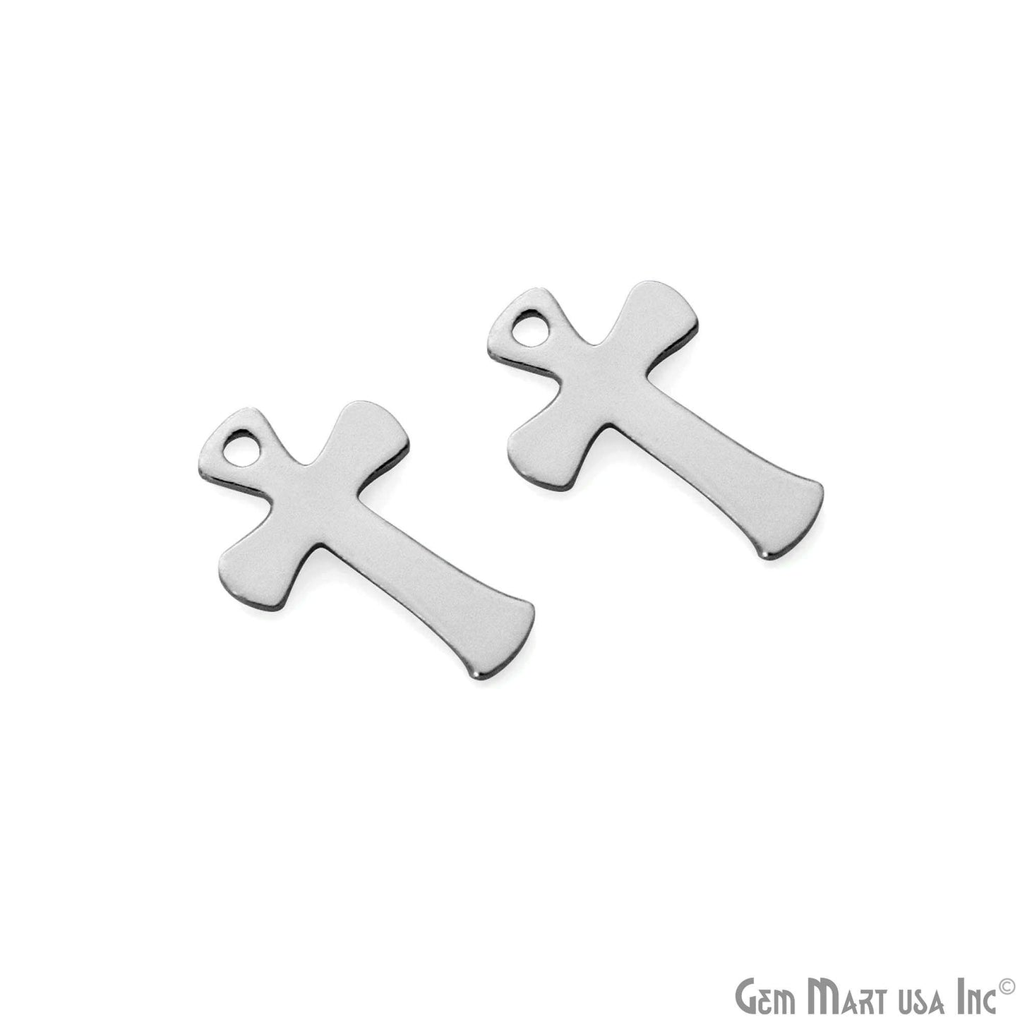 Cross Laser Finding 10x15mm Silver Plated Charm For Bracelets & Pendants