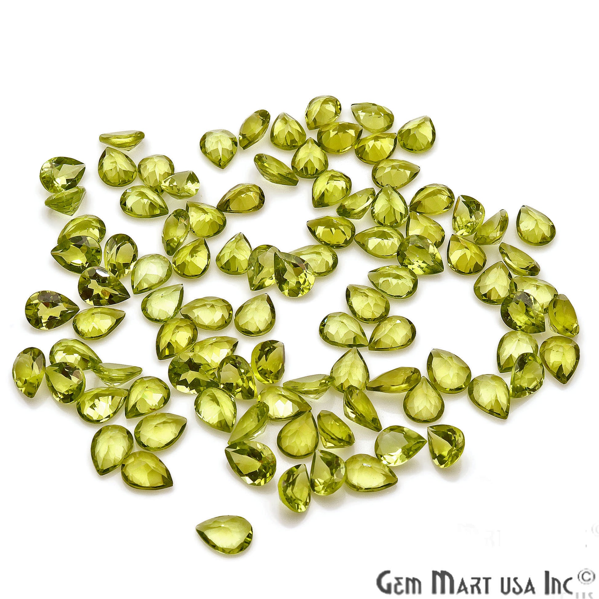 Peridot Pears Shape 6x8mm Faceted Loose Gemstone - GemMartUSA