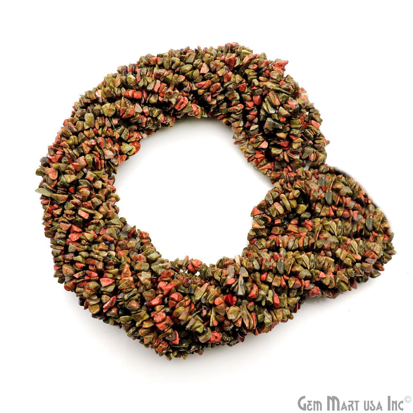 Natural Unakite Chip Beads Strand 34 Inch Full Strand (762229456943)