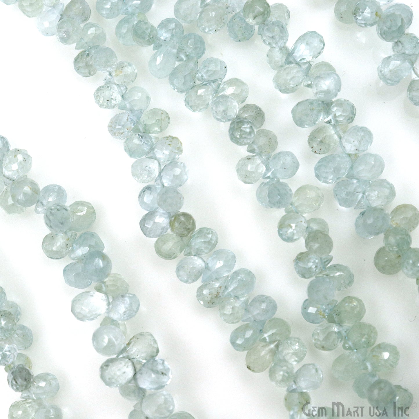 Aquamarine Teardrop Beads, 9 Inch Gemstone Strands, Drilled Strung Briolette Beads, Teardrop Shape, 6x4mm