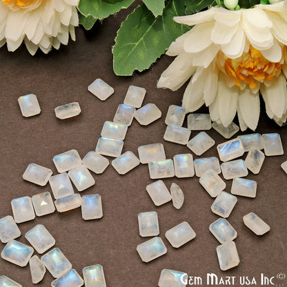 Rainbow Moonstone Rectangle Shape 6x8mm Faceted Loose Gemstone - GemMartUSA