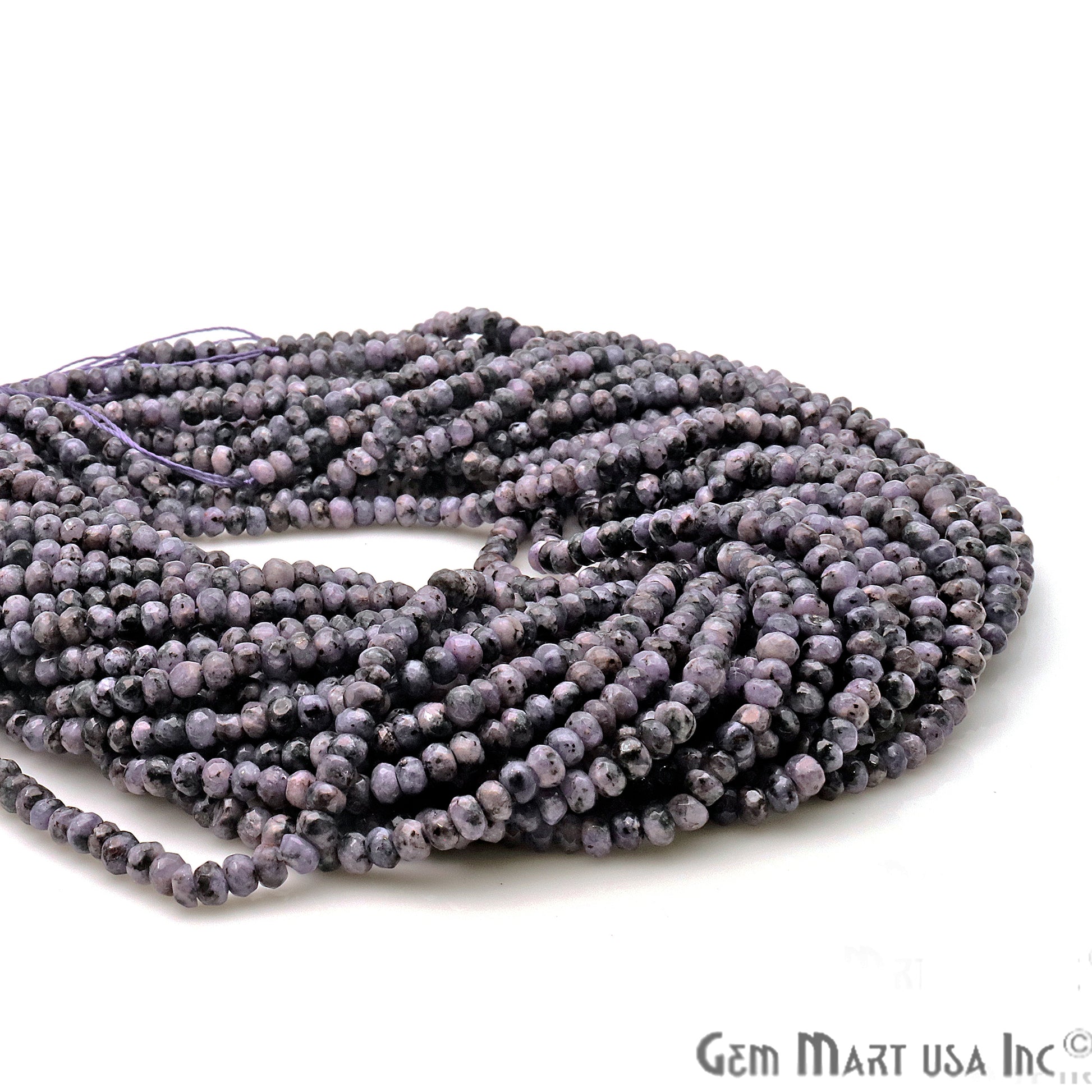 Charoite Jade 3-4mm Faceted Rondelle Beads Strands 14Inch - GemMartUSA