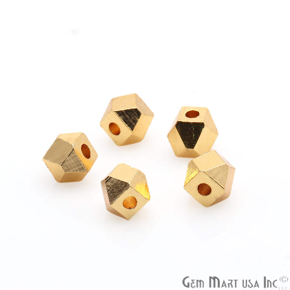 5pc Lot Hexagon Gold Plated 4mm Drilled Beads Finding - GemMartUSA