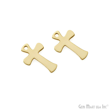 Cross Gold Laser Finding 10x15mm Gold Plated Charm For Bracelets & Pendants