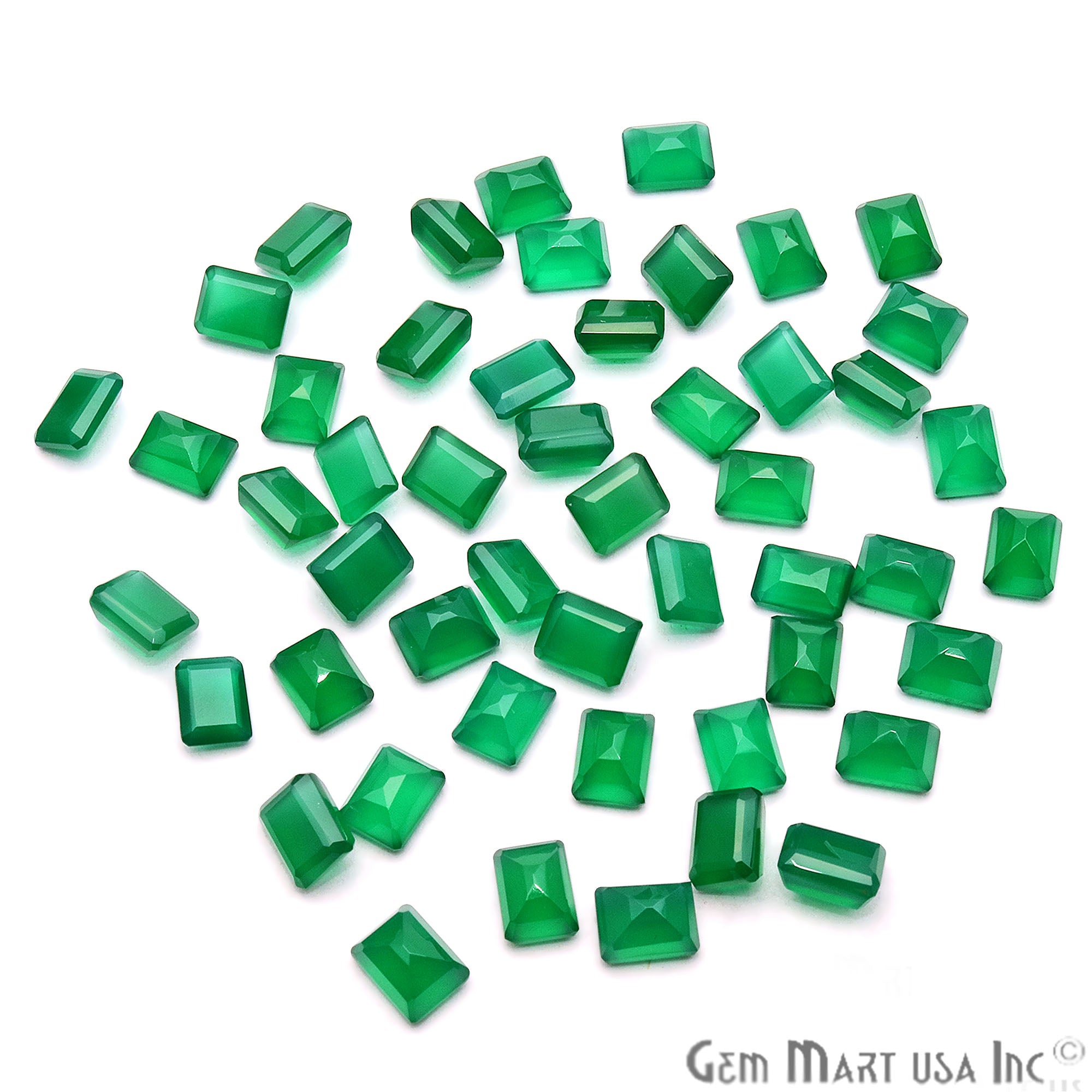 Green Onyx Rectangle Shape 6x8mm Faceted Loose Gemstone - GemMartUSA