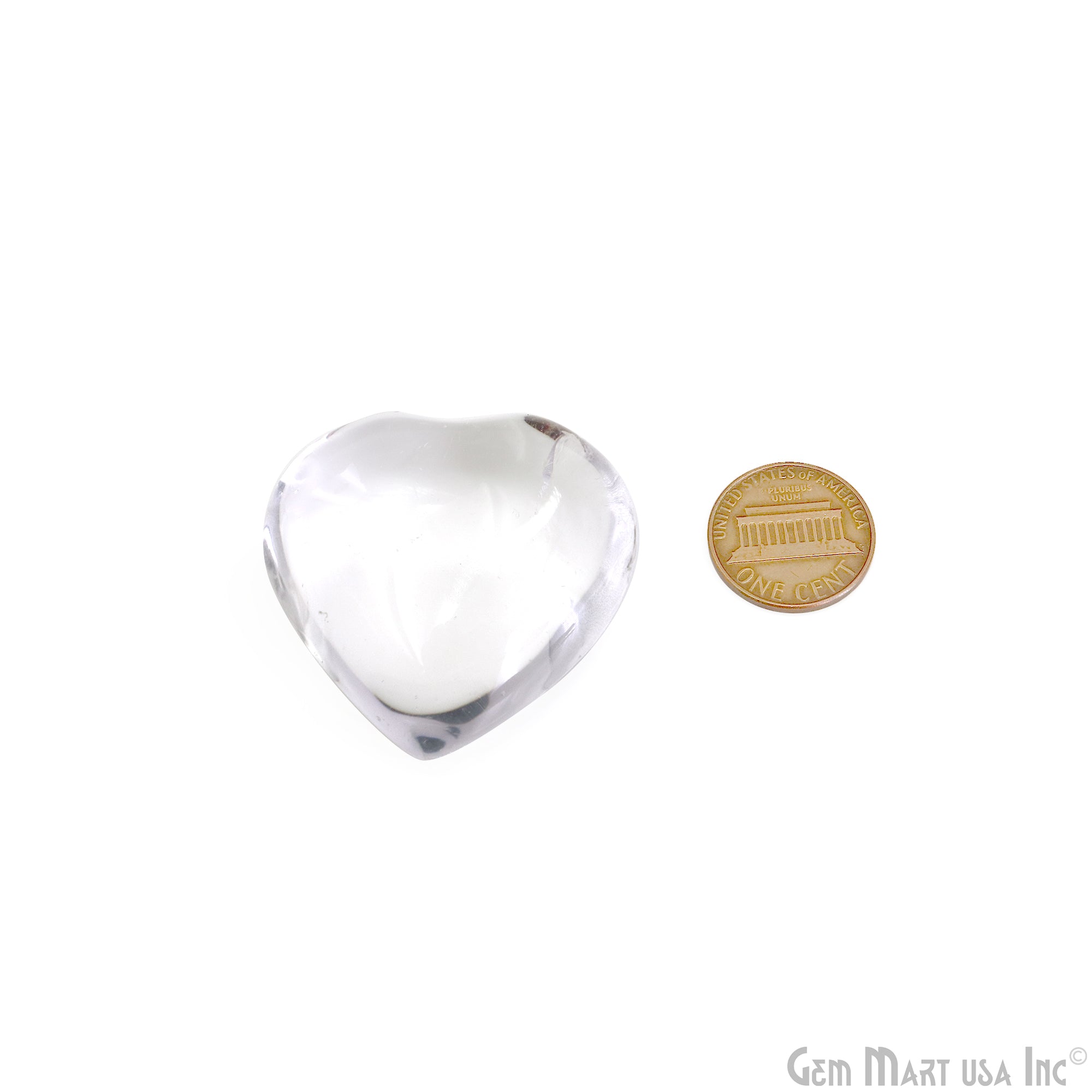 Crystal Smooth Heart Stone 43x40mm Healing Gemstone Crystal Palm Stone Worry Stone, Self Care