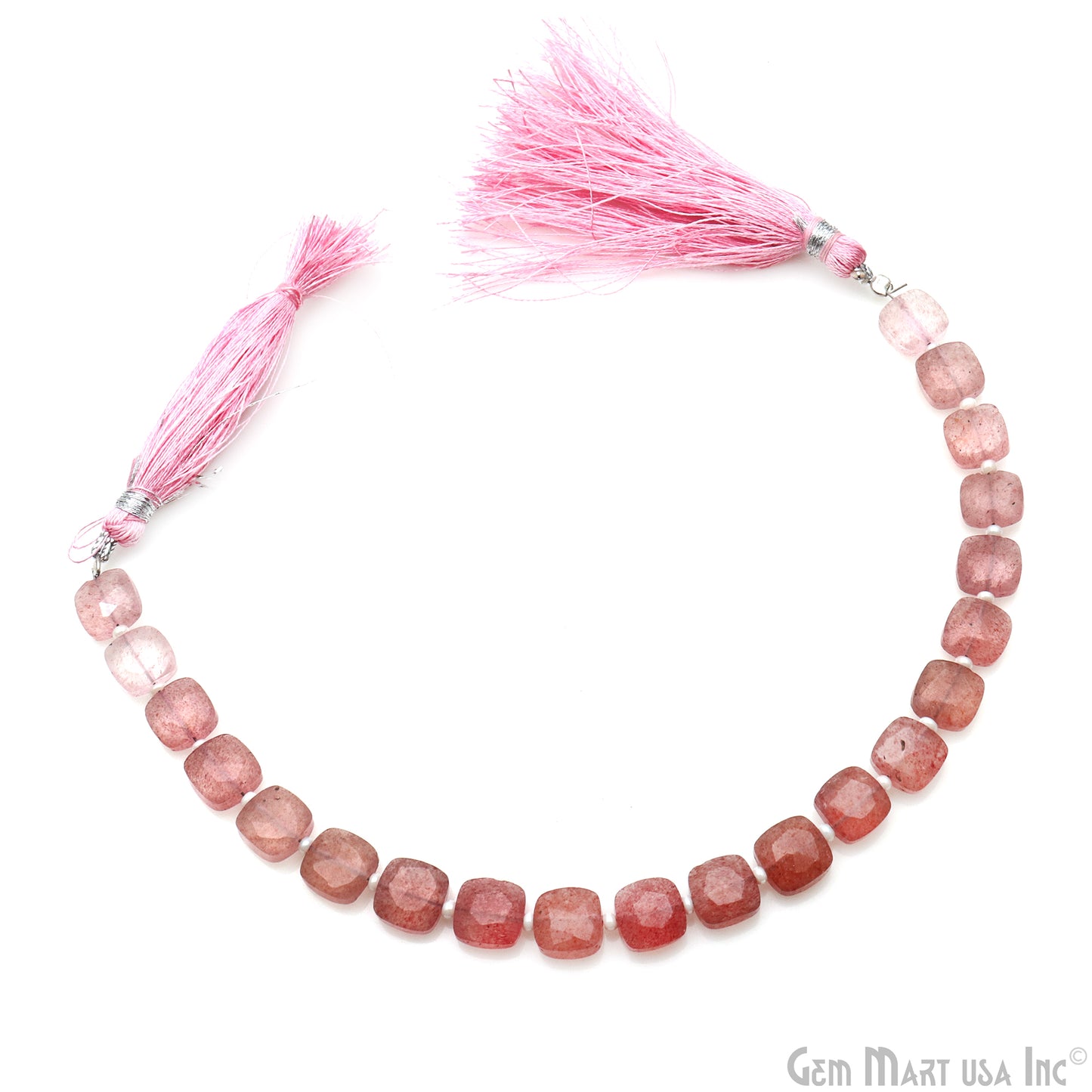 Strawberry Quartz Oval Beads, 7 Inch Gemstone Strands, Drilled Strung Briolette Beads, Oval Shape, 8mm