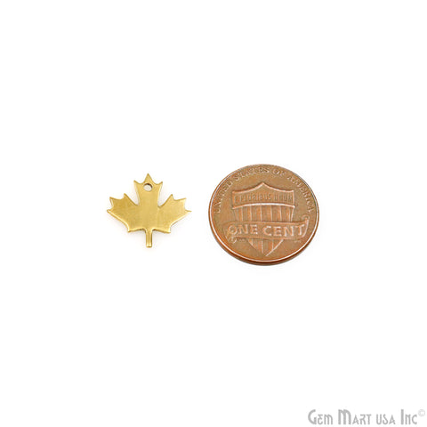 Maple Leaf Charm Laser Finding Gold Plated 15x14.8mm Charm For Bracelets & Pendants