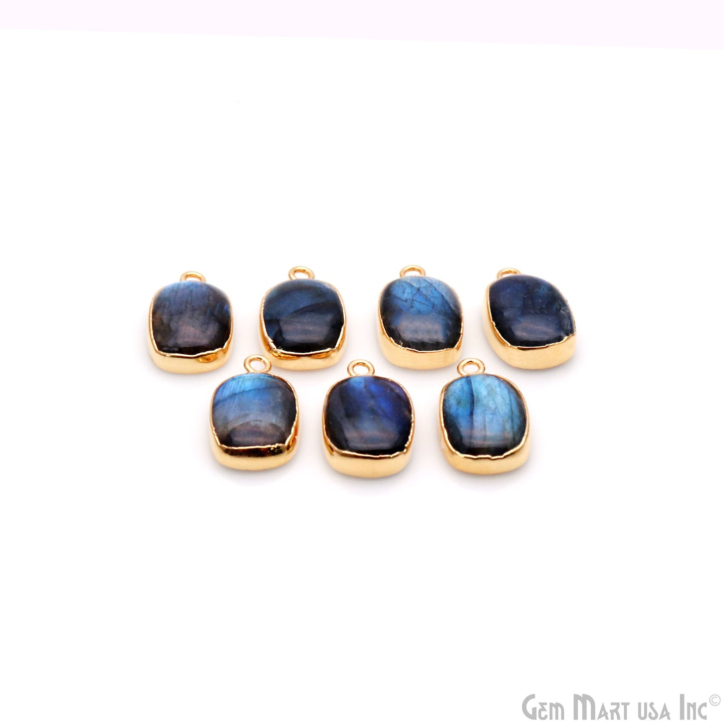 Flashy Labradorite 19x12mm Cabochon Octagon Single Bail Gold Electroplated Gemstone Connector