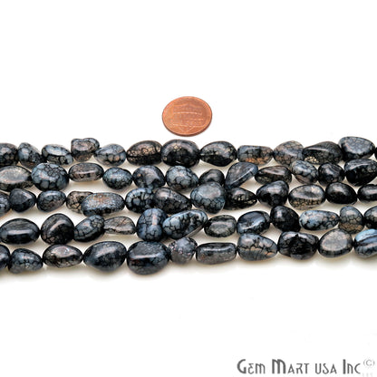 Black Obsidian Jade 13x9mm Tumble Beads Strands 14Inch - GemMartUSA