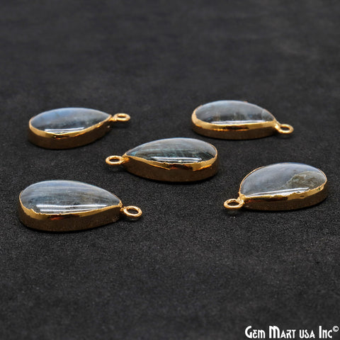 Labradorite Cabochon Pears Single Bail 24x15mm Gold Electroplated Gemstone Connector