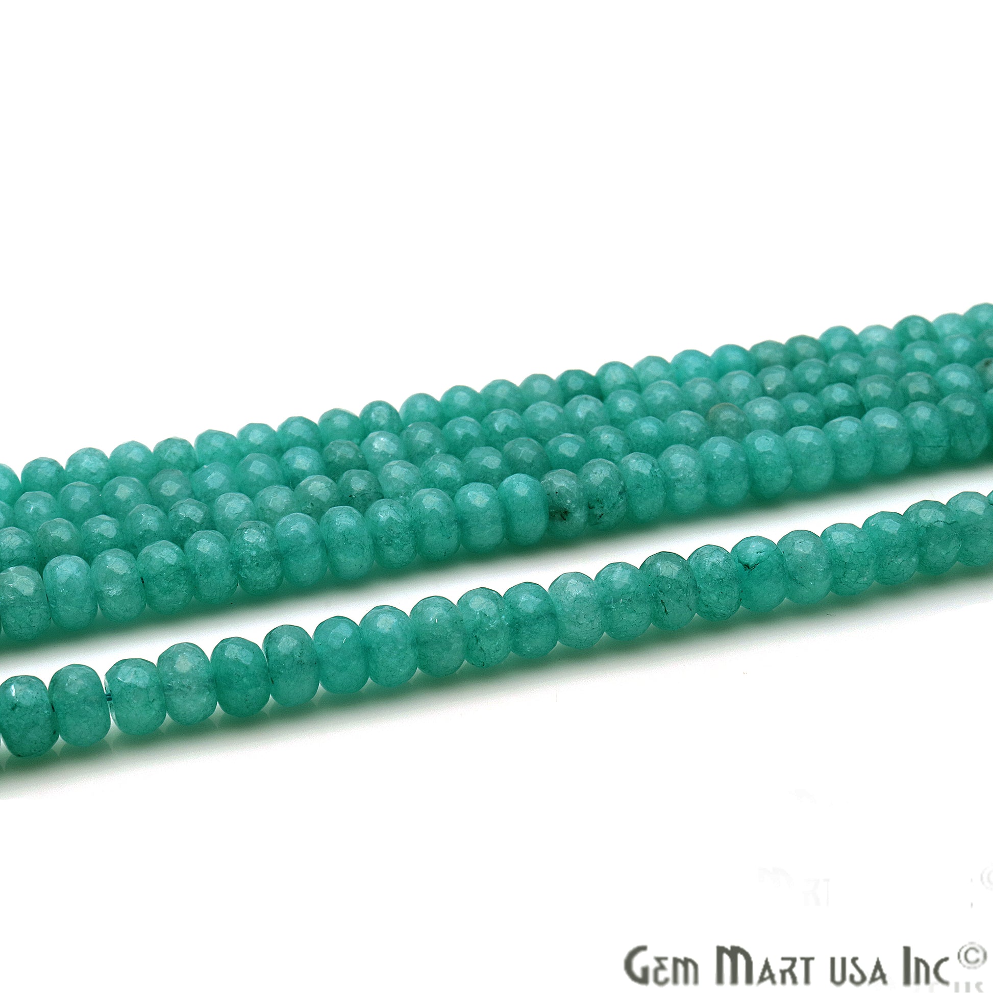 Amazonite Jade 7-8mm Faceted Rondelle Beads Strands 14Inch - GemMartUSA