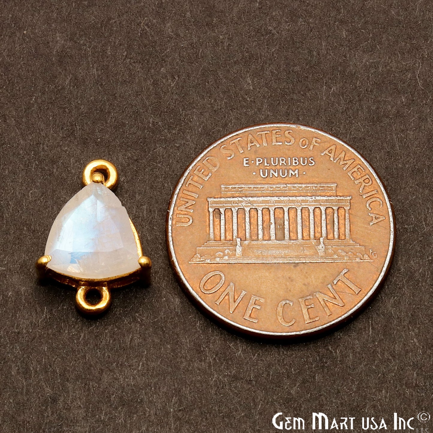 Rainbow Moonstone Prong Setting Gold Plated Flashy Gemstone Connector - GemMartUSA