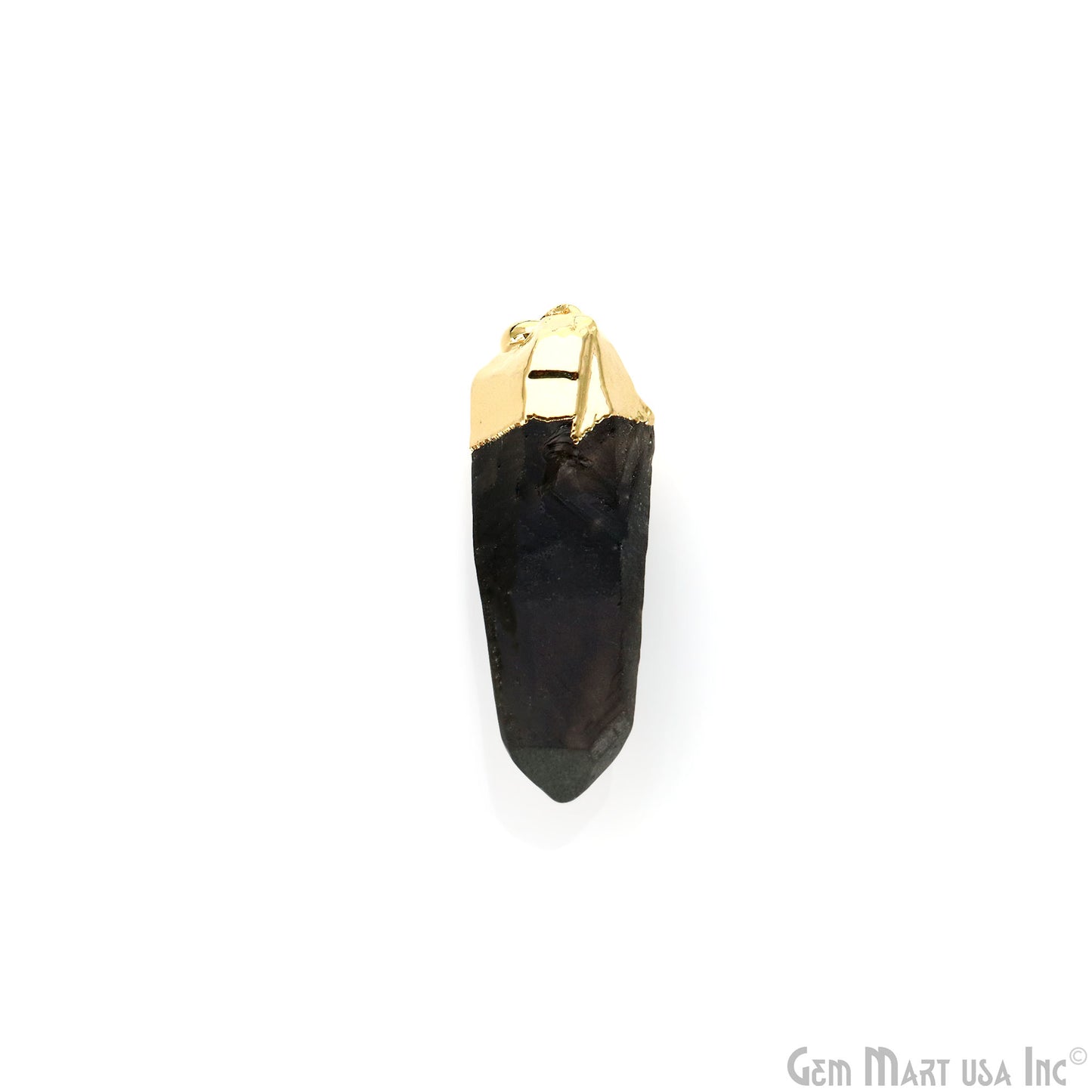 Smoky Topaz Free Form Gold Electroplated 42x17mm Gemstone Pendant