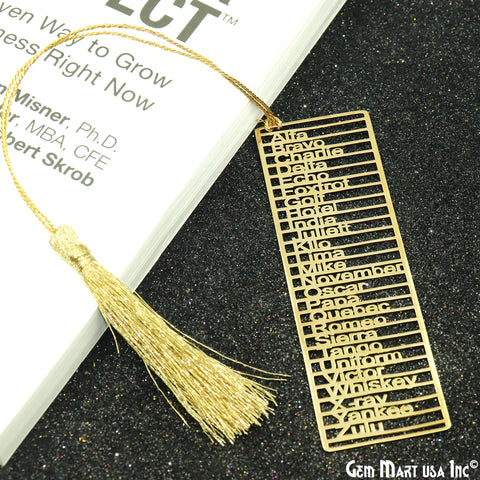 Metal Rectangle A to Z Alphabet Names Bookmark With Tassel. Gold Bookmark, Reader Gift, Handmade Bookmark, Page Marker, Aesthetic Gift. 100x32mm