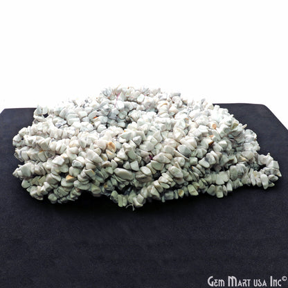 Howlite Chip Beads, 34 Inch, Natural Chip Strands, Drilled Strung Nugget Beads, 7-10mm, Polished, GemMartUSA (CHHW-70004)