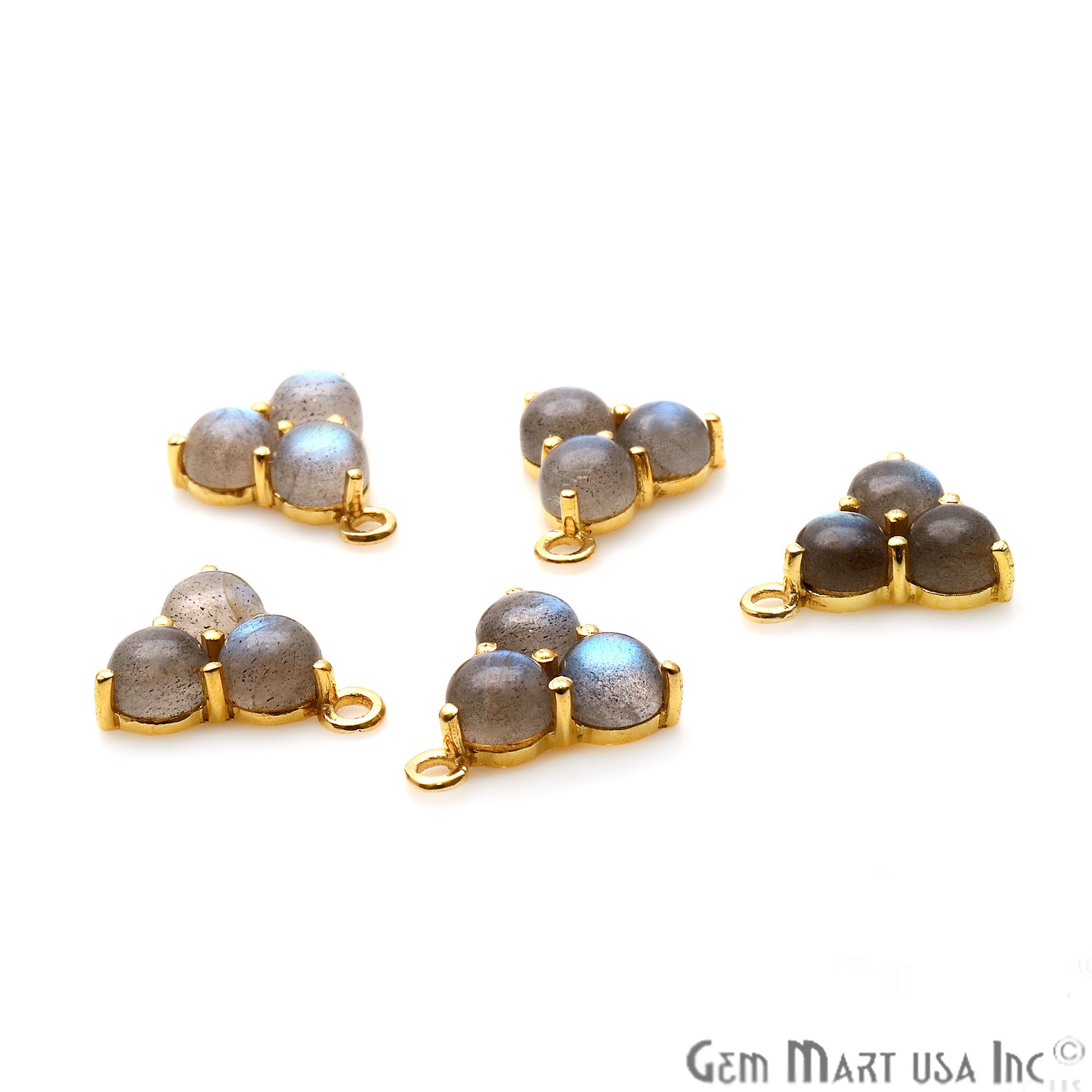 Labradorite Gemstone 16x13mm Prong Setting Gold Plated Component Connector - GemMartUSA