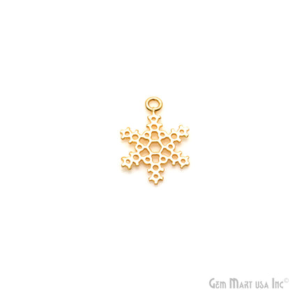 Snowflake Shape 21x15mm Gold Plated Textured Charm Minimalist Finding