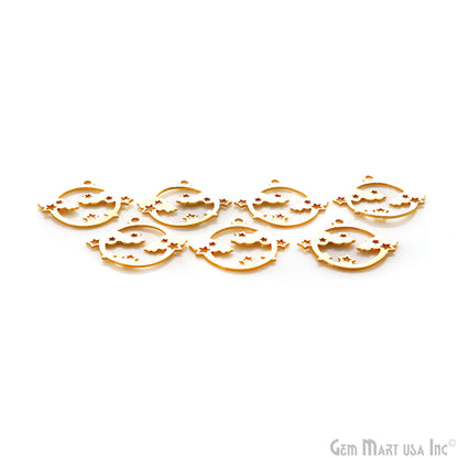 Round Star Charm Laser Finding Gold Plated 20x22mm Charm For Bracelets & Pendants