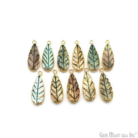 Flashy Labradorite 23x10mm Cabochon Pears Single Bail Gold Electroplated Gemstone Connector