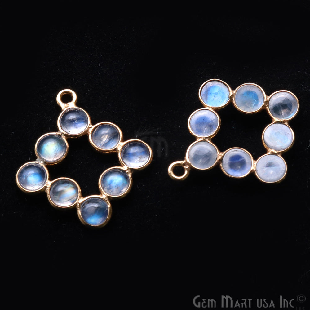 DIY Rainbow Moonstone 21x15mm Single Bail Finding Component (Pick Your Metal) - GemMartUSA