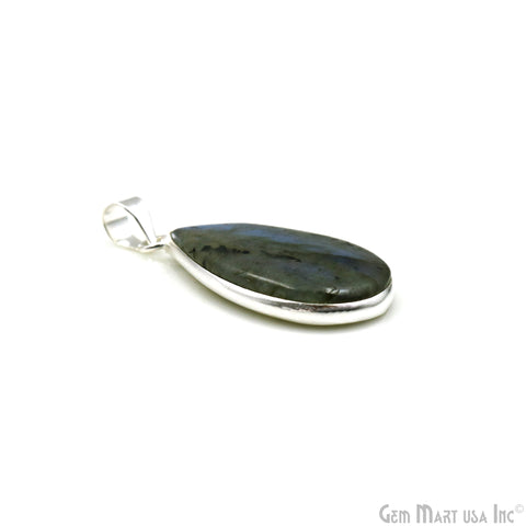 Labradorite Gemstone Pears 38x20mm Sterling Silver Necklace Pendant 1PC