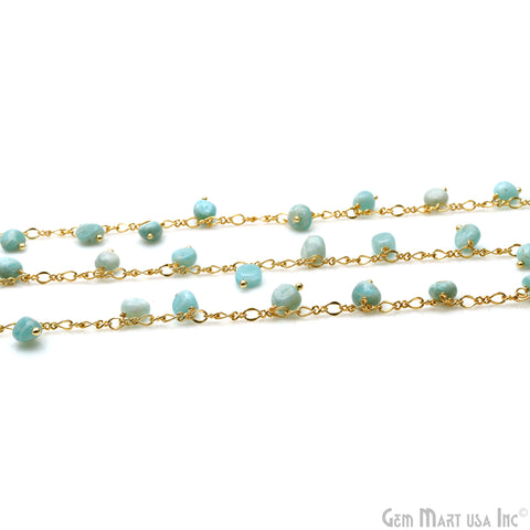Amazonite Tumble Beads 8x5mm Gold Plated Cluster Dangle Chain