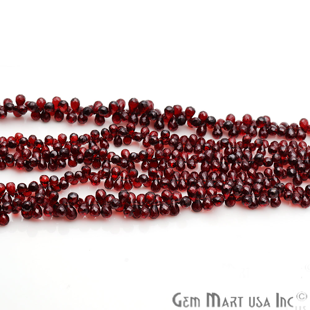 Garnet Drop Beads Gemstone 7x5mm Teardrop Rondelle Beads - GemMartUSA