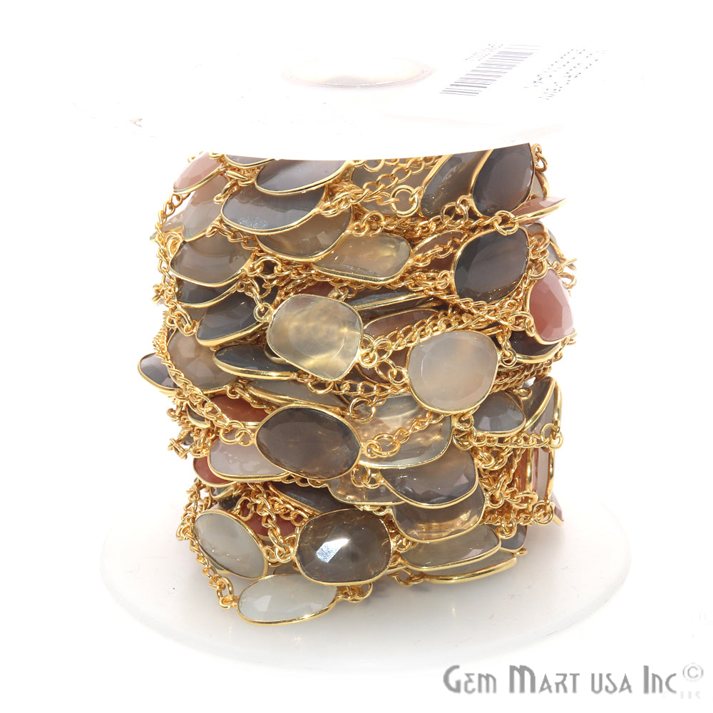Multi Color Gold Plated 10-15mm Bezel Link Connector Chain - GemMartUSA