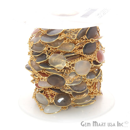 Multi Color Gold Plated 10-15mm Bezel Link Connector Chain - GemMartUSA