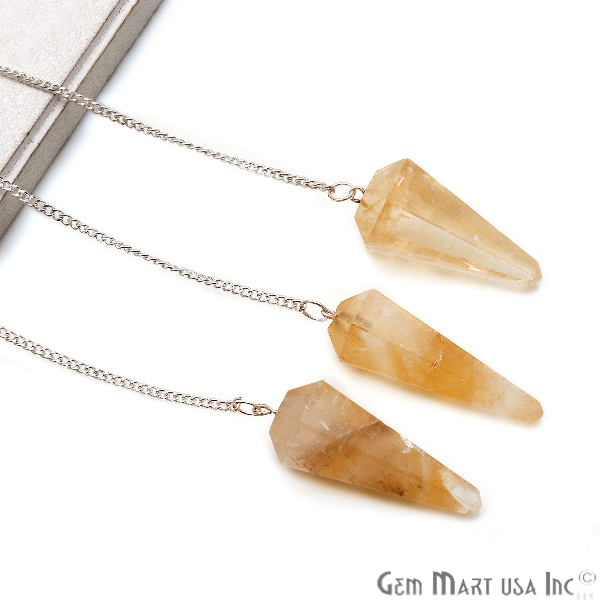 Healing Dowsing Pendulum Pendant & Silver Plated Chain (Pick  Your Gemstone) - GemMartUSA