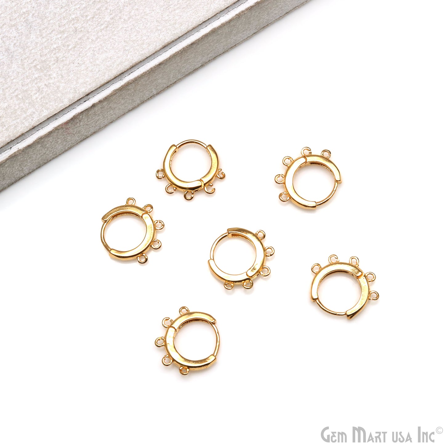 DIY Round 5 Loop Hoop Clasp Finding Studs Gold Plated Hoop Earring 1 Pair