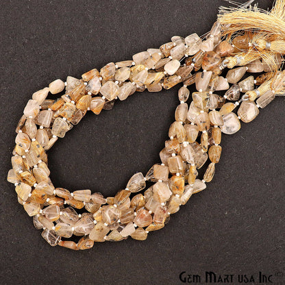 Golden Rutilated Free Form 12x9mm Tumble Beads Gemstone Strands - GemMartUSA