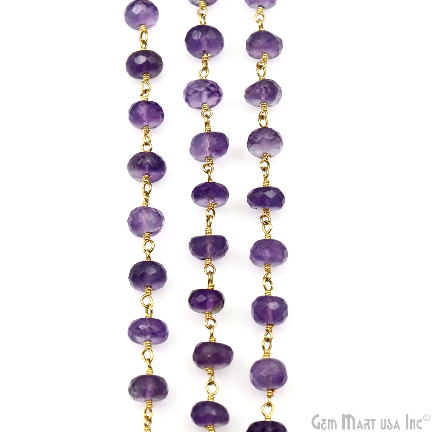 Amethyst Beads Gold Plated Wire Wrapped Rosary Chains