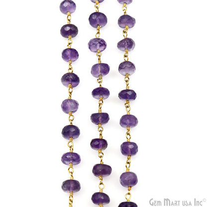 Amethyst Beads Gold Plated Wire Wrapped Rosary Chains