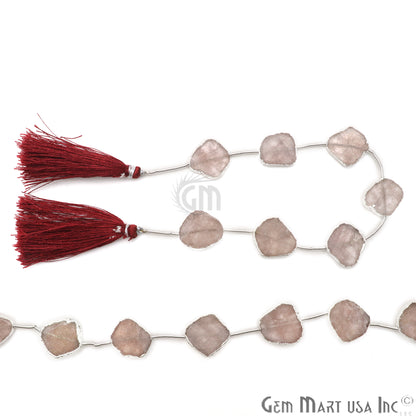 Strawberry Quartz Free Form 18x15mm Silver Edged Crafting Beads Gemstone Strands 9INCH - GemMartUSA