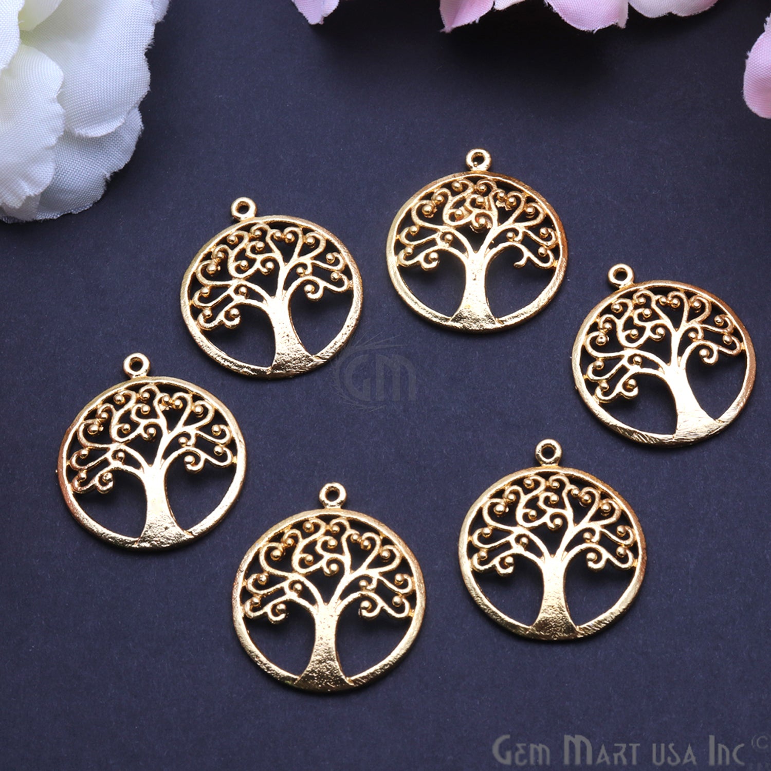 Tree of Life Finding 27x24mm Charm Connector (Pick Your Metal) - GemMartUSA