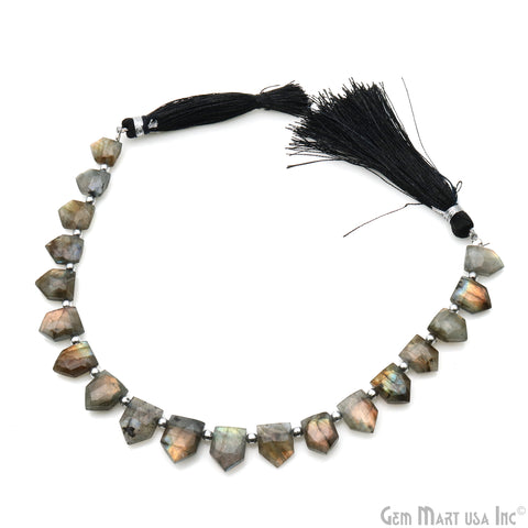 Labradorite Pentagon Beads, 8 Inch Gemstone Strands, Drilled Strung Briolette Beads, Pentagon Shape, 9x12mm