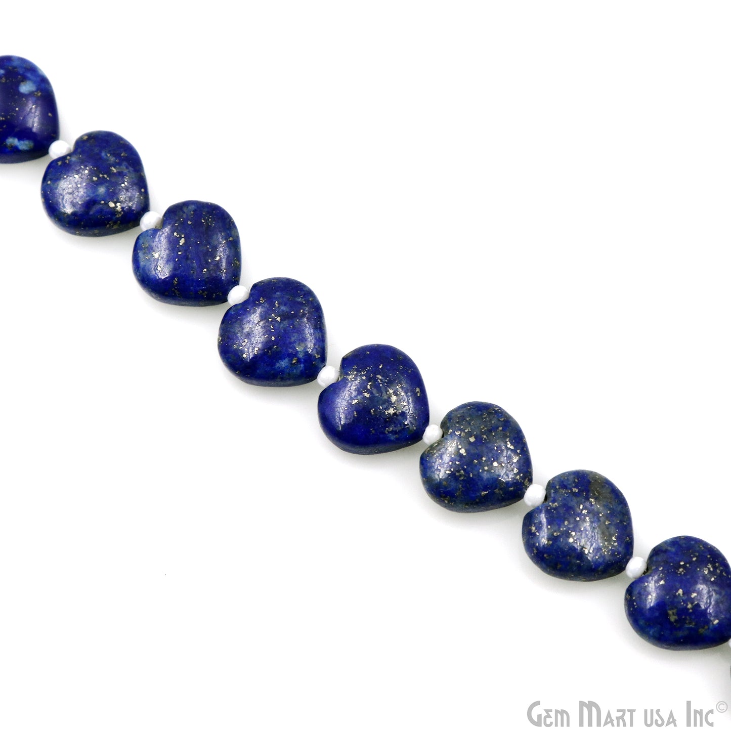 Lapis Heart Beads, 7 Inch Gemstone Strands, Drilled Strung Briolette Beads, Heart Shape, 10mm