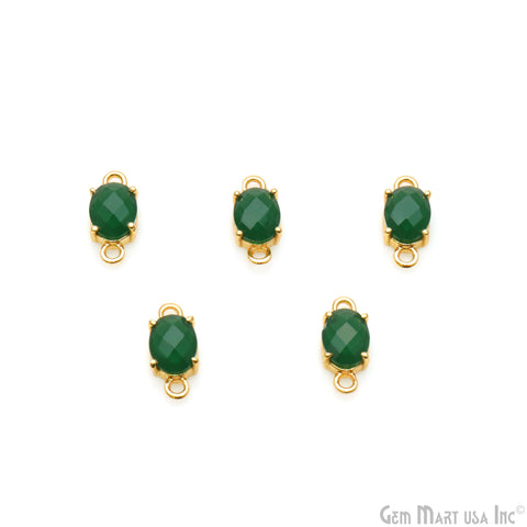 Gemstone Oval 6x8mm Gold Plated Prong Setting Double Bail Connector