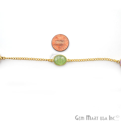 Rose With Green Chalcedony 10-15mm Gold Plated Bezel Connector Link Rosary Chain - GemMartUSA (764142878767)